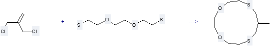 Ethanethiol,2,2'-[1,2-ethanediylbis(oxy)]bis- can be used to produce 9-methylene-1,4-dioxa-7,11-dithia-cyclotridecane